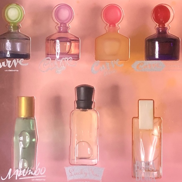 Miniatures Collector. Claiborne Curve Set in Box 7—2 Bottles are empty - Picture 2 of 4